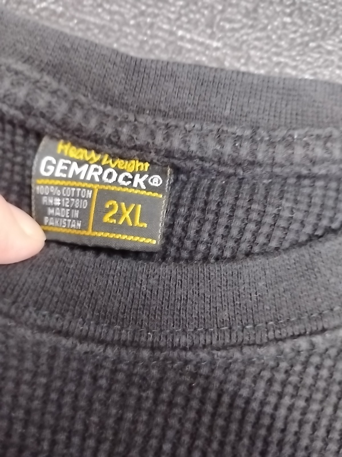 GemRock Heavy Weight Men Size 2XL Black Long Sleeve Waffle Texture Thermal Shirt