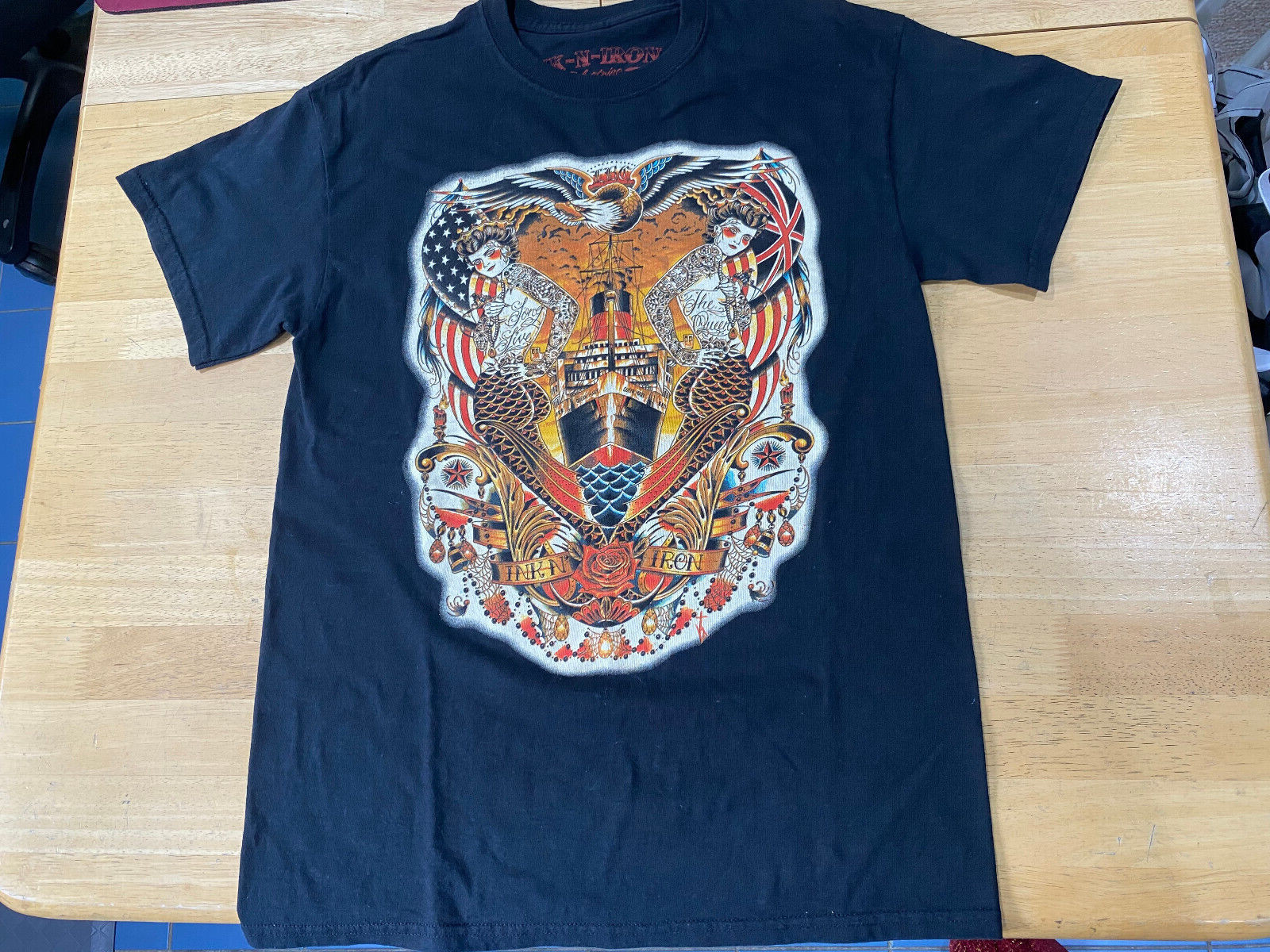 INK N IRON 2014 Long Beach, CA Queen Mary Graphic Black Tshirt – Unisex Sz M