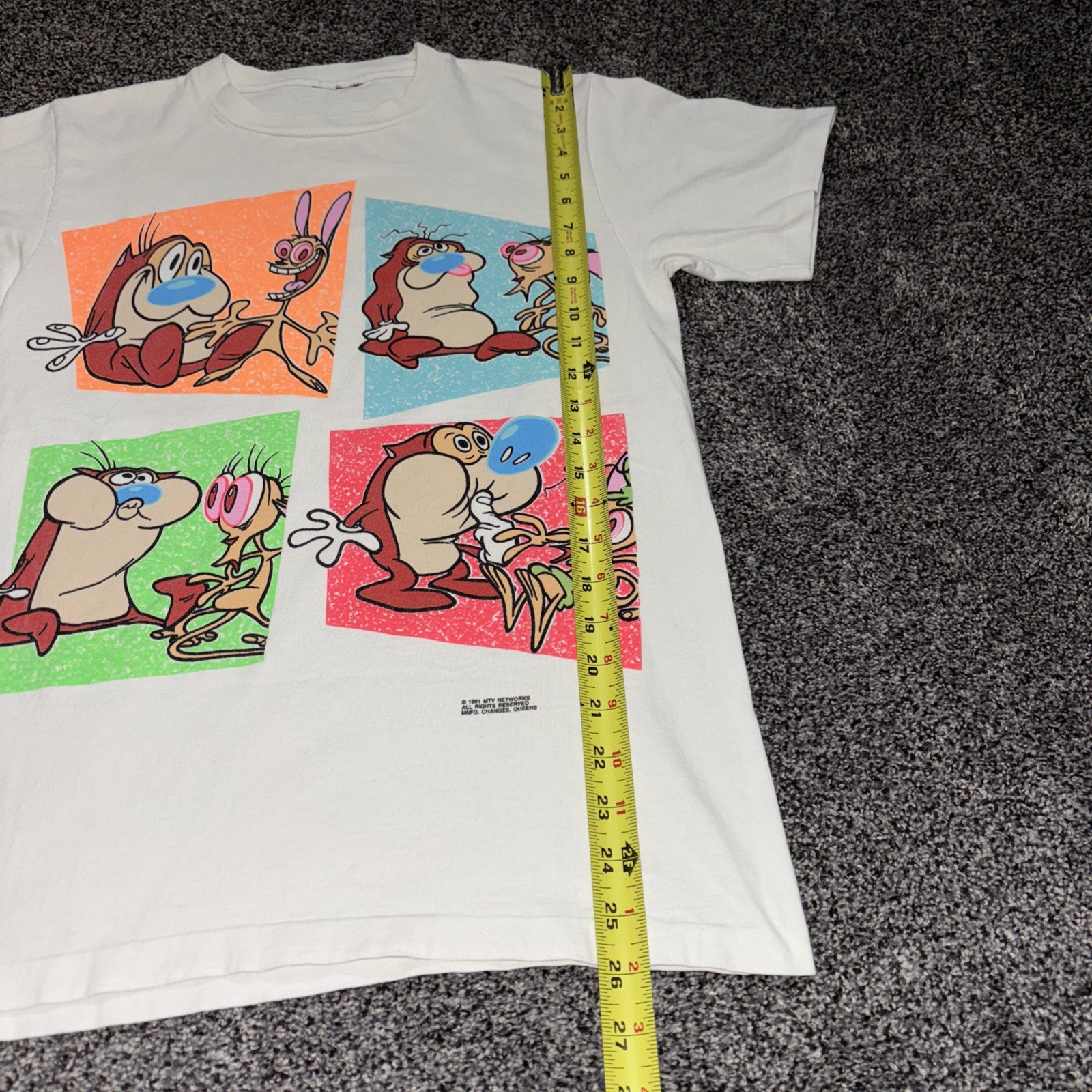 Vintage Ren and Stimpy T-Shirt 1991 Nickelodeon Size Small Changes MTV No Tag