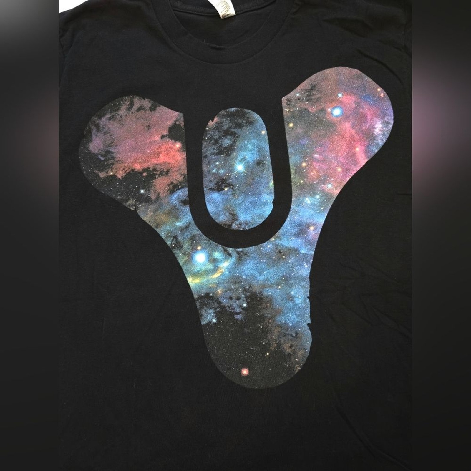 Destiny Video Game T-Shirt Men’s Medium Black Galaxy Tricorn Logo Bungie Rare