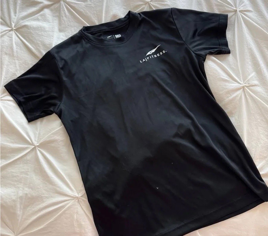 LA Fitness Black Athletic Shirt Small Unisex Polyester Gym Workout Tee