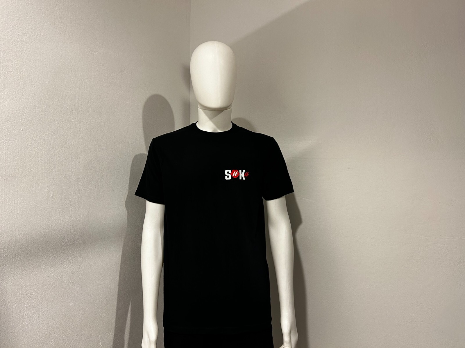 Unisex Short Sleeve T-Shirt, Black & White, Branded “Suka” with Logo Back