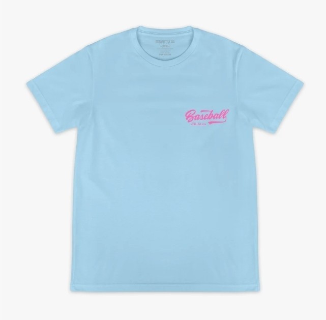 NEW Adult Small BL101 Baseball Lifestyle 101 Blue & Pink Established 2016 Shirt