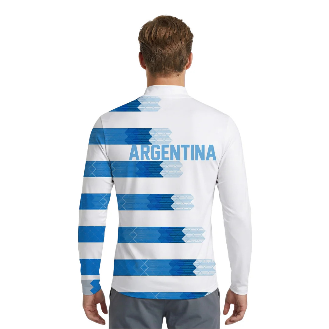 Argentina Soccer Jersey Replica White 1/4 Zip- PreSale. Ships in 7 days