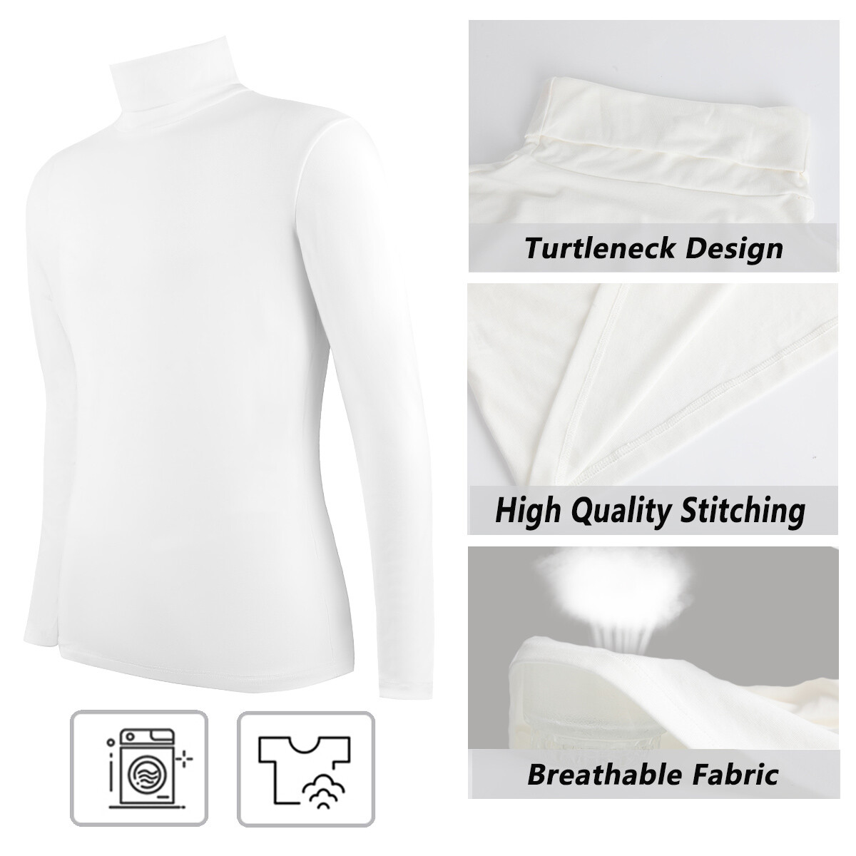 Men Pullover Turtle Neck T-shirt Slim Fit Tops Warm Winter Long Sleeve Shirts