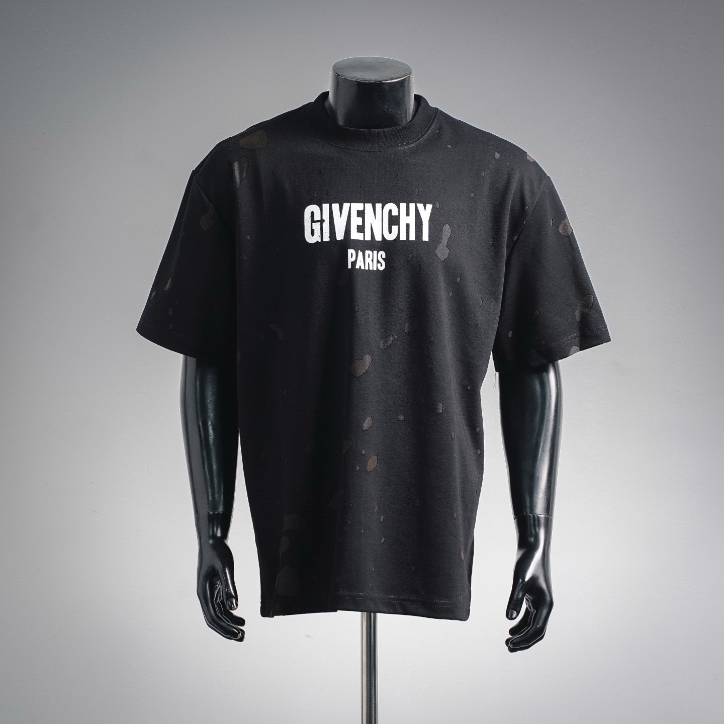 Givenchy Paris Distressed Black Oversized T-Shirt
