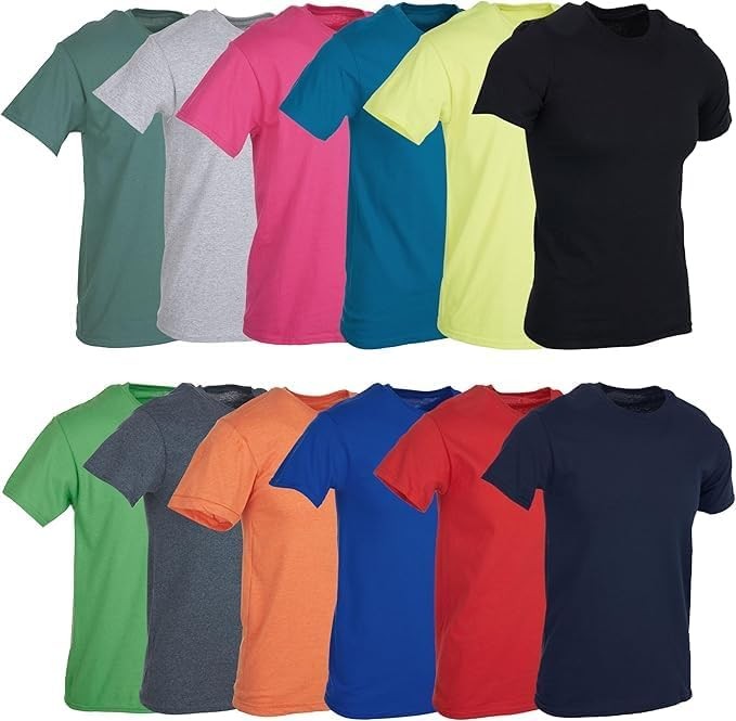 SOCKS’NBULK 12 Pack of Mens Short Sleeve Crew Neck Cotton Bulk Tees for Men
