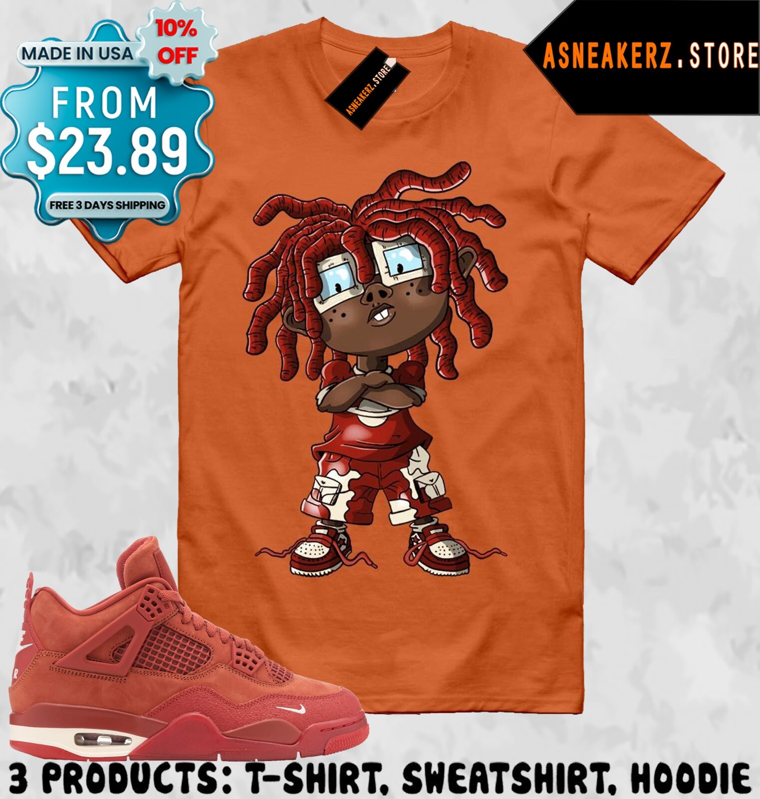 Tee Shirt AJ 4 OG Nigel Sylvester Brick by Brick To Match Sneaker Chongo Rugrats