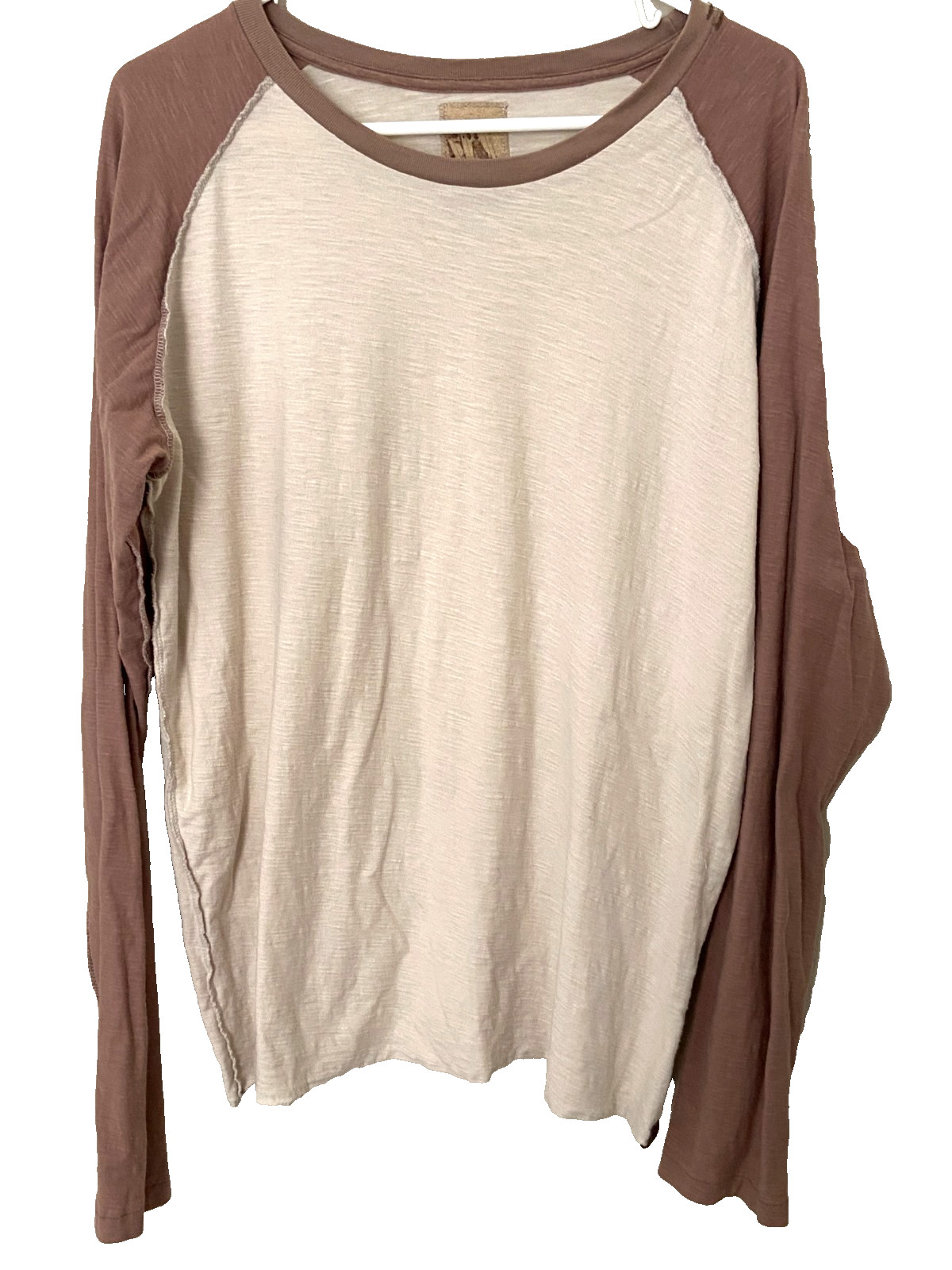 Kowboys Men’s XL Tan Light Brown Raglan Long Sleeve Slub Knit Shirt Top