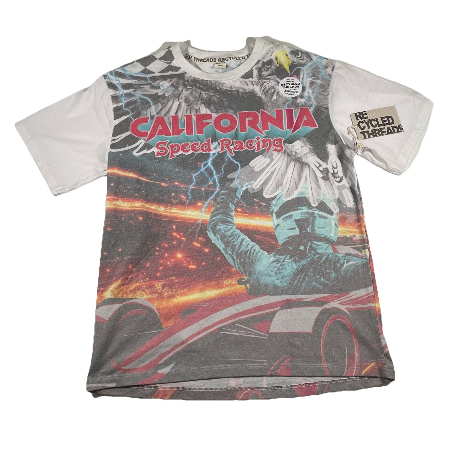 Recycled Threads California Speed Racing T Shirt M Front Back Graphic NWT Eagle