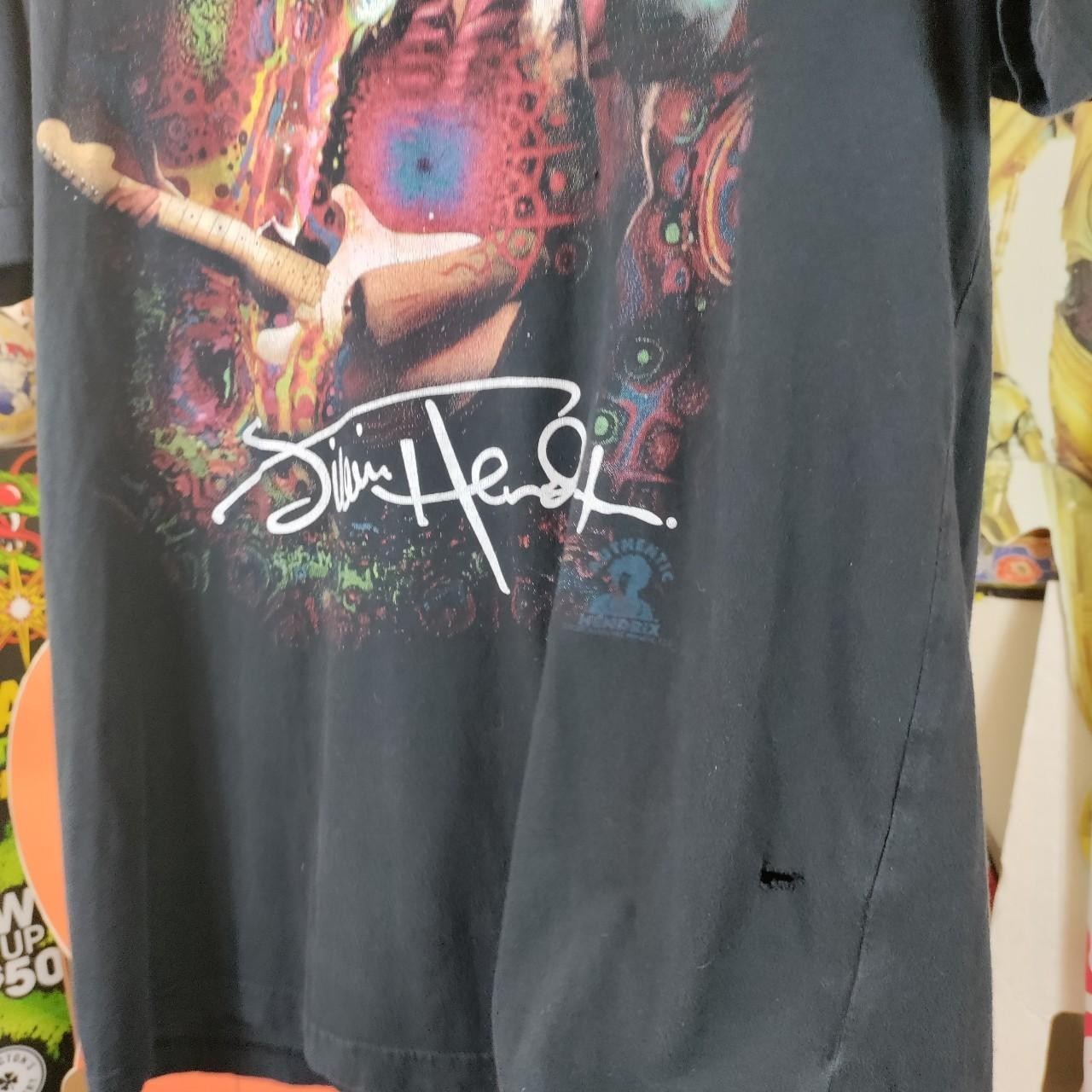Jimi Hendrix Multi Colored Liquid Blue Shirt Size Xl Distress Holes 21×29 A3ed