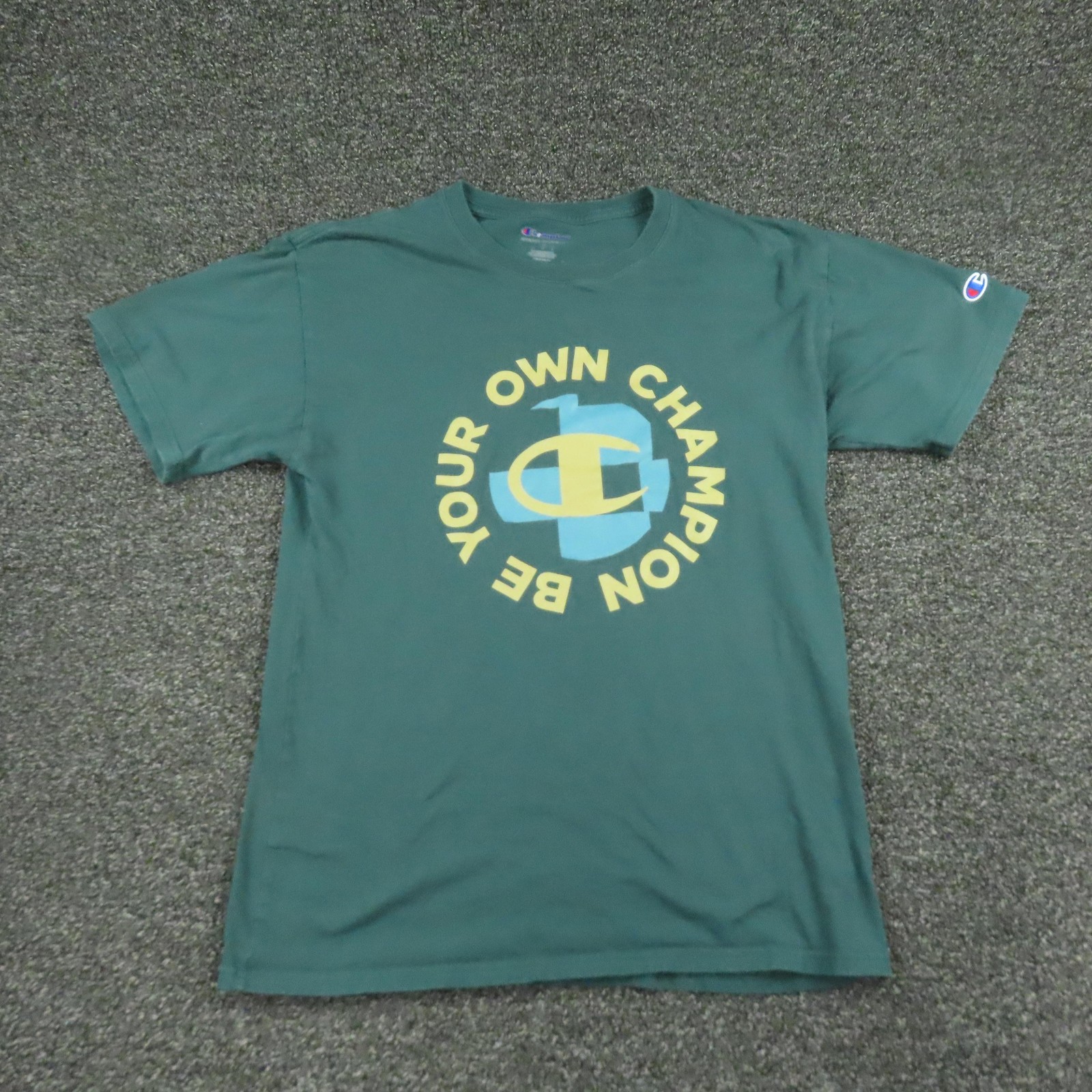 Champion Shirt Mens Medium Green Be Your Own Champion Graphic Tee Motivational