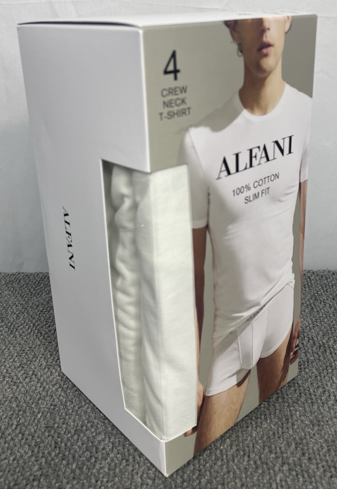 ALFANI Men’s XXL 4-Pack Slim-Fit Solid Cotton Undershirts 4 Total Shirts NWT