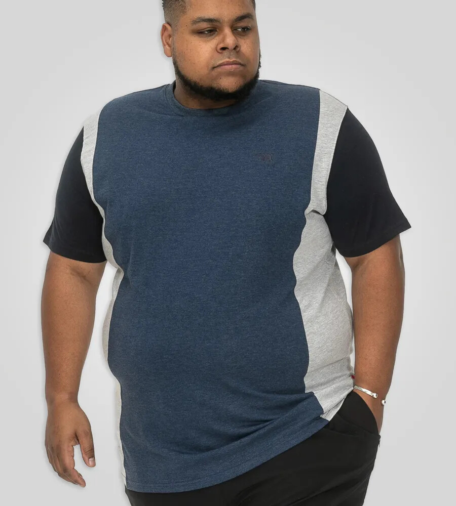 D555 Duke Big Mens Blue Cut and Sew T-Shirt 2XL 3XL 4XL 5XL 6XL 7XL 8XL (601702)