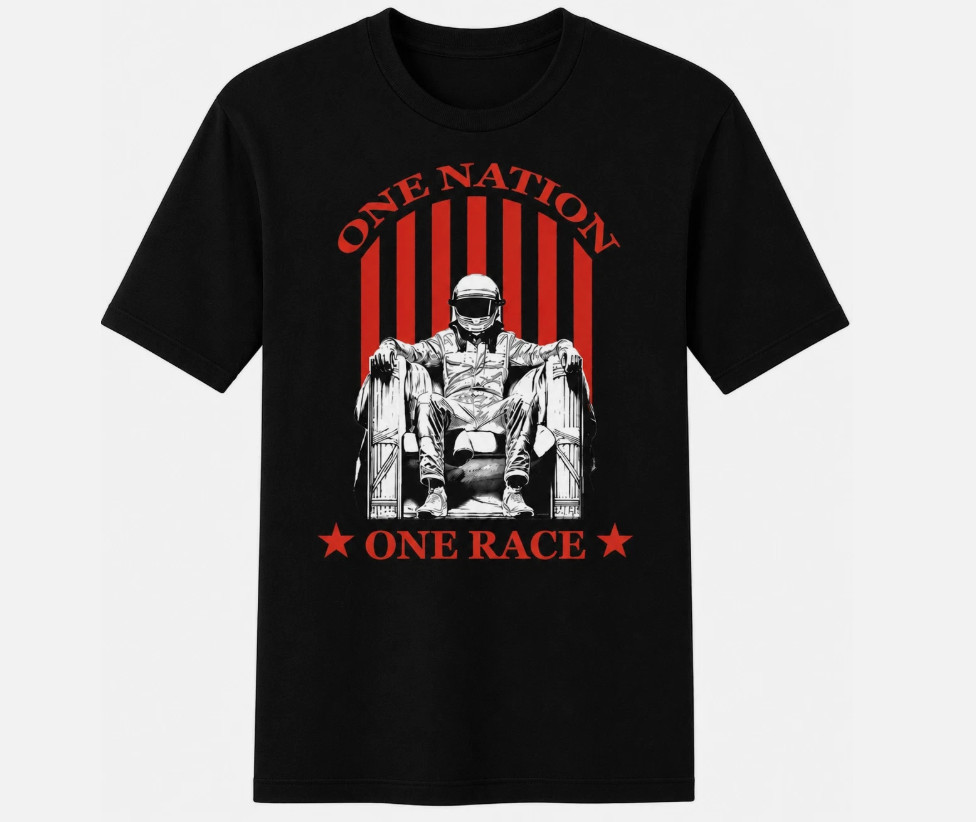 HOT!! One Nation One Race T-Shirt Racing Helmet Graphic Tee