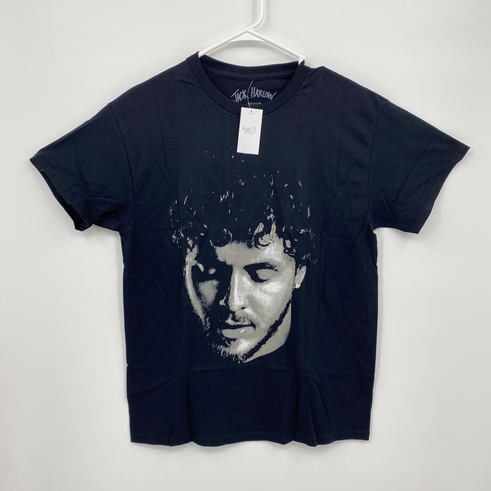 Jack Harlow Shirt Short Sleeve Crew Neck Headshot Solid Black Size M Mens