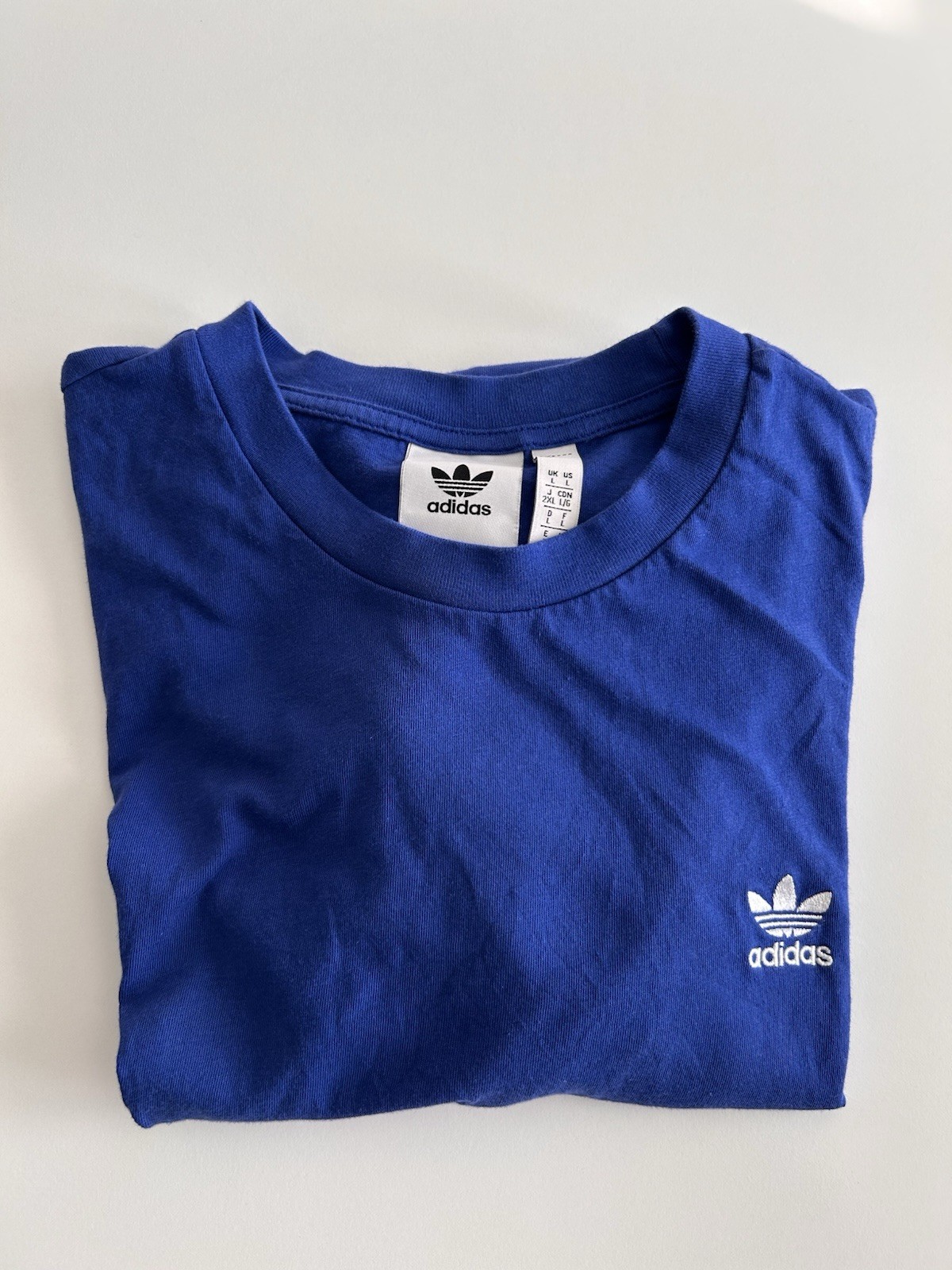 Adidas Originals Trefoil T Shirt Mens Large Blue Embroidered Logo Casual Tee