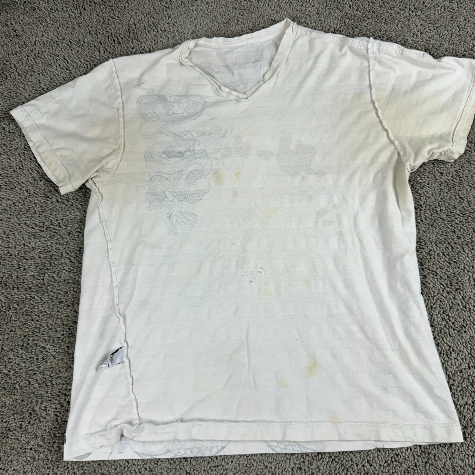 Marc Ecko Shirt Mens Extra Large White Gray Snake Reversible Print READ