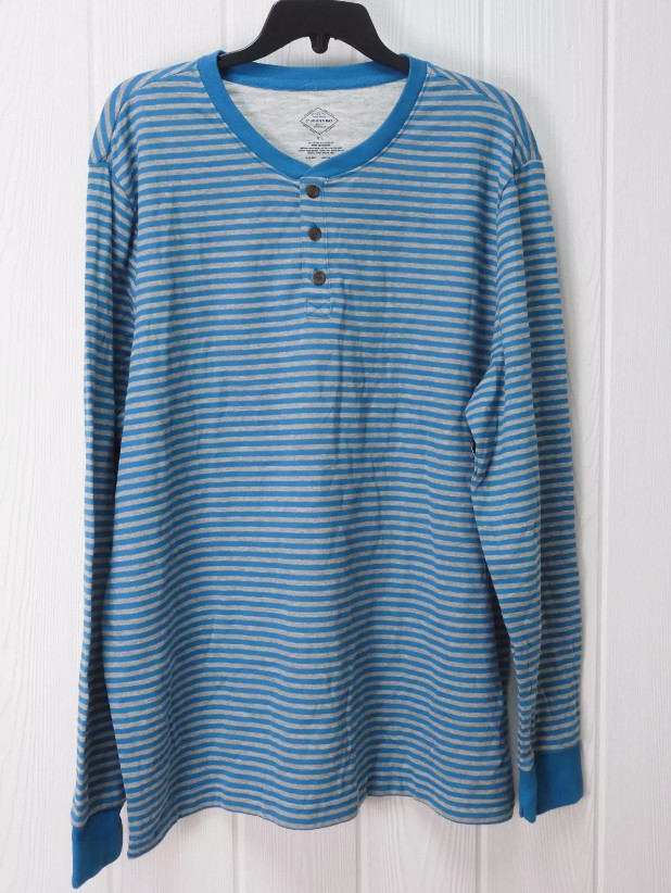 St. John’s Bay Super Soft Long Sleeve Striped Men’s Henley Shirt