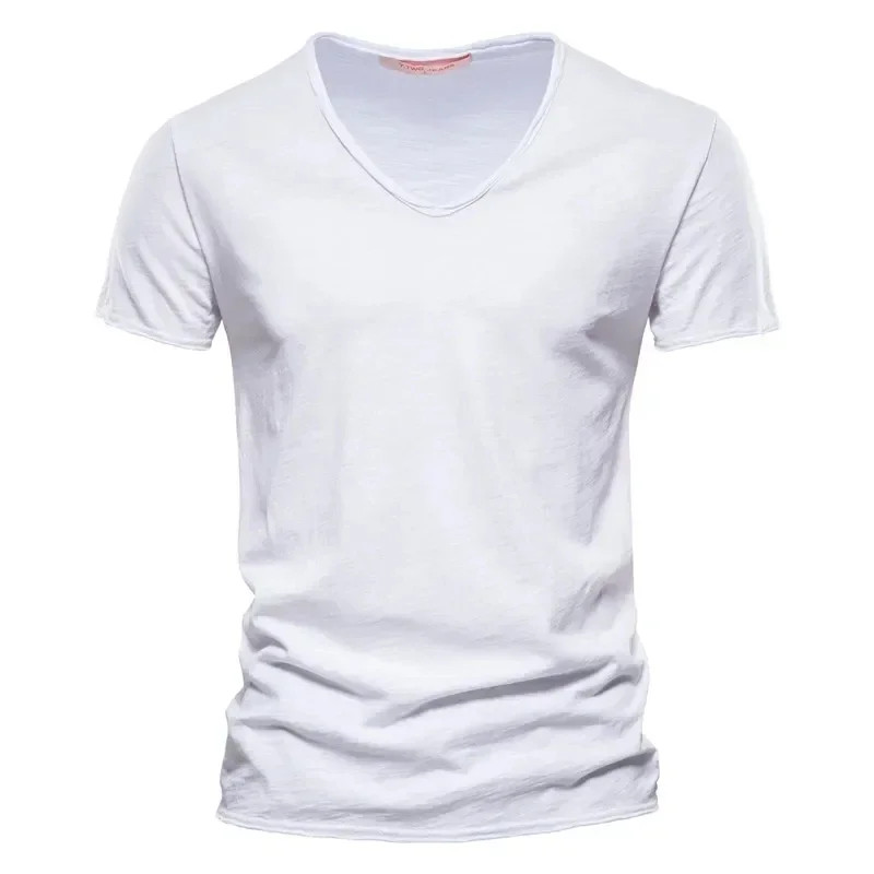 Men’s 100% Cotton V-Neck Short Sleeve T-Shirt Thin Casual Tee S-5XL