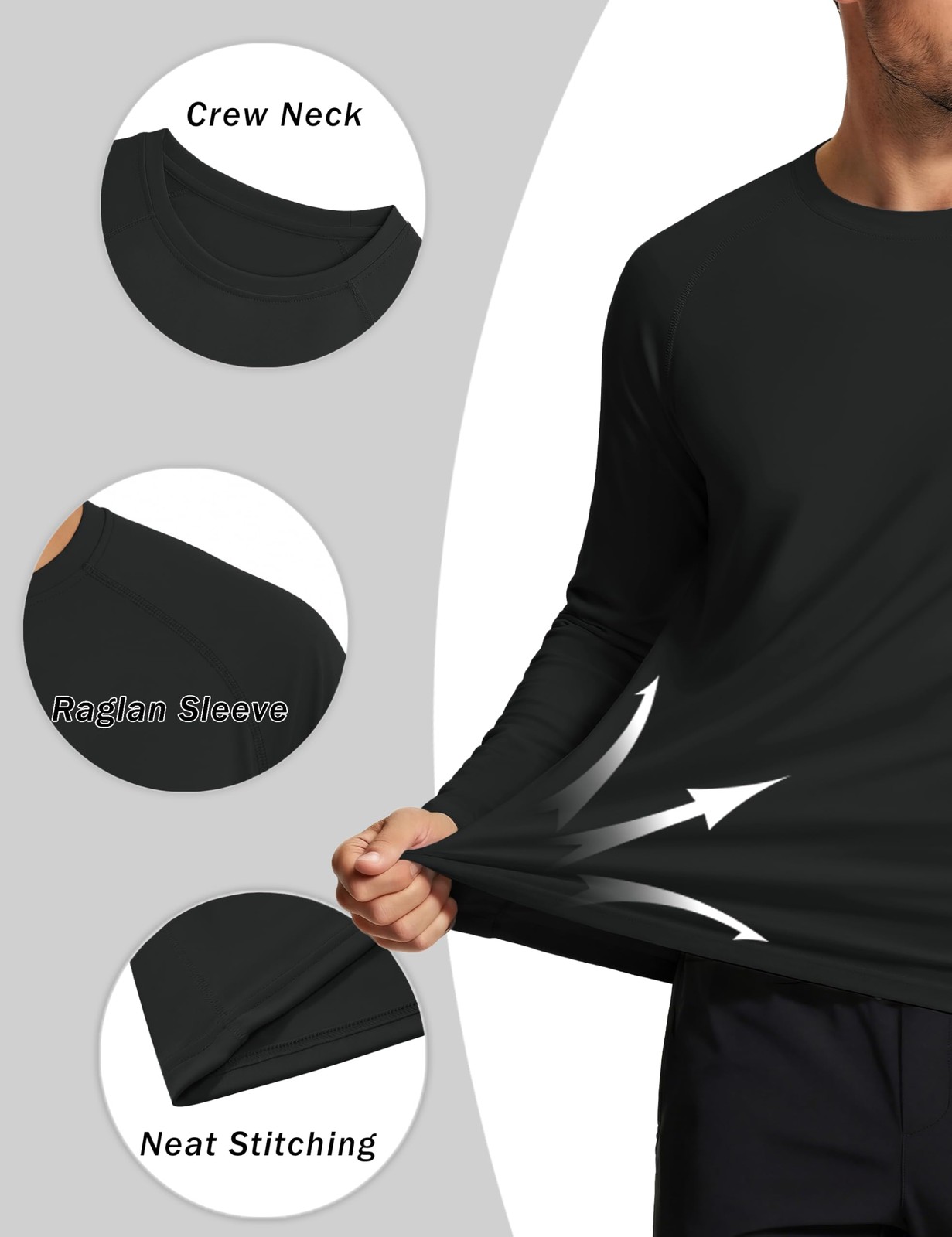 4 Pack Men’s Shirts Long Sleeve Sun Protection UPF 50+ UV SPF Dry Fit T-Shirt…