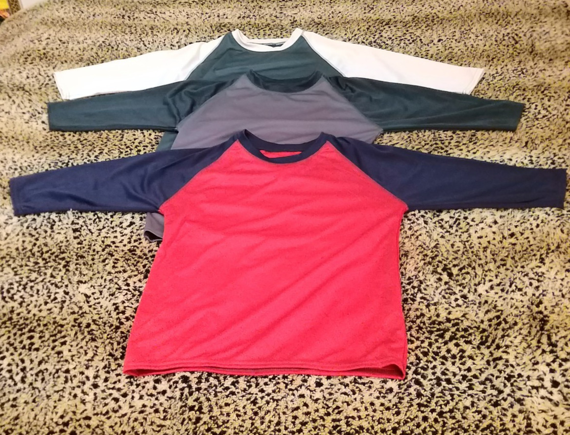 3 Packs Men’s 3/4 Sleeve Crew Neck Raglan Jersey Baseball Tee Shirts Size Small
