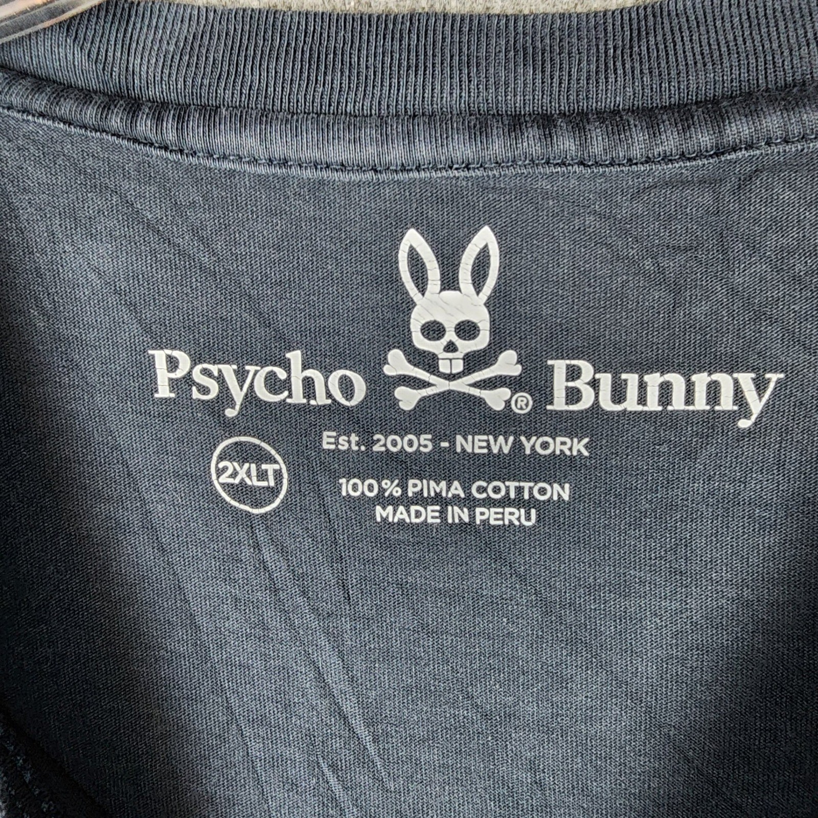Psycho Bunny T-Shirt Mens 2XLT Navy Blue Striped Logo 100% Pima Cotton Tall