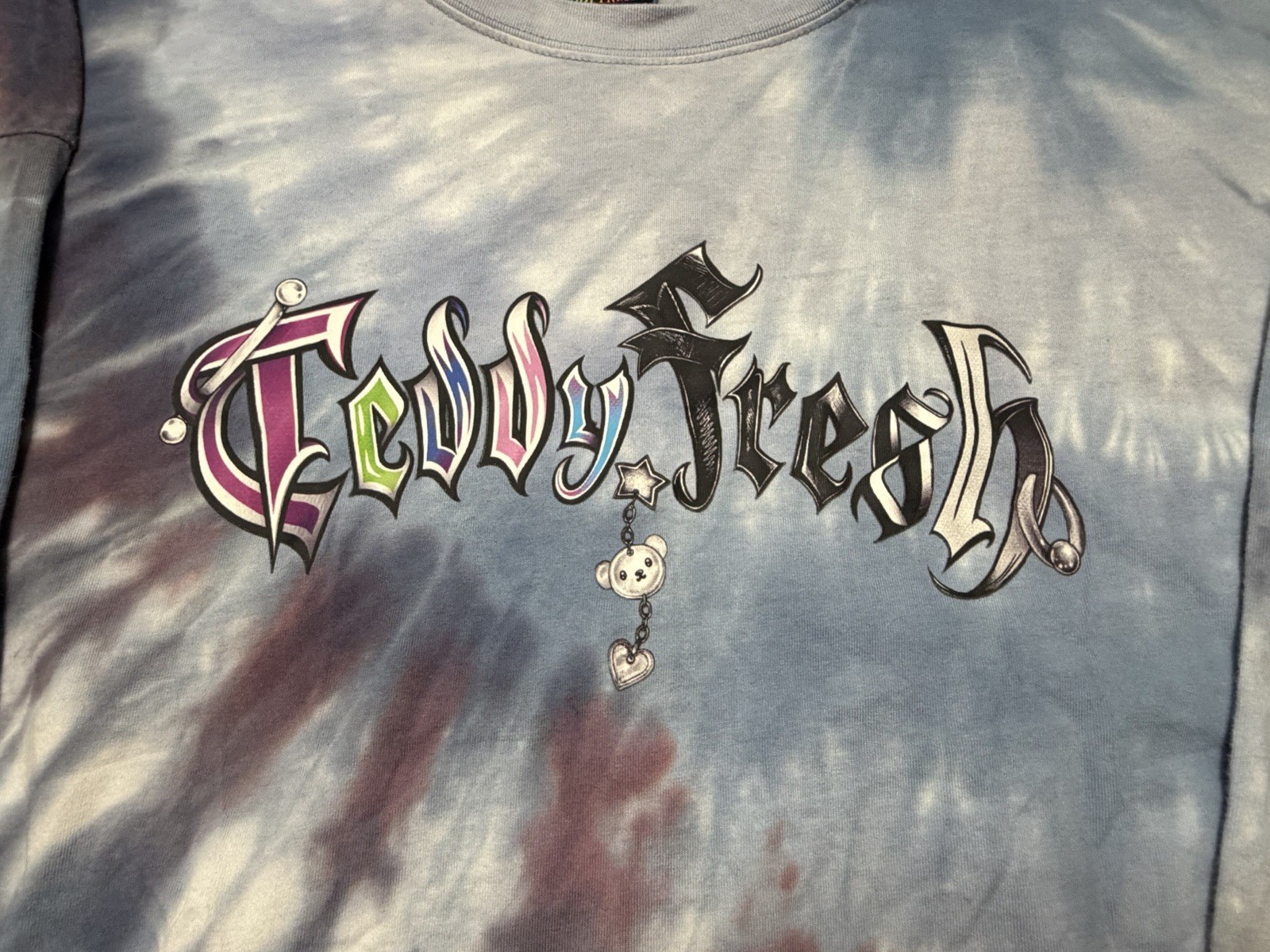 Teddy Fresh Tie Dye Long Sleeve T Shirt Mens 2XL Spellout