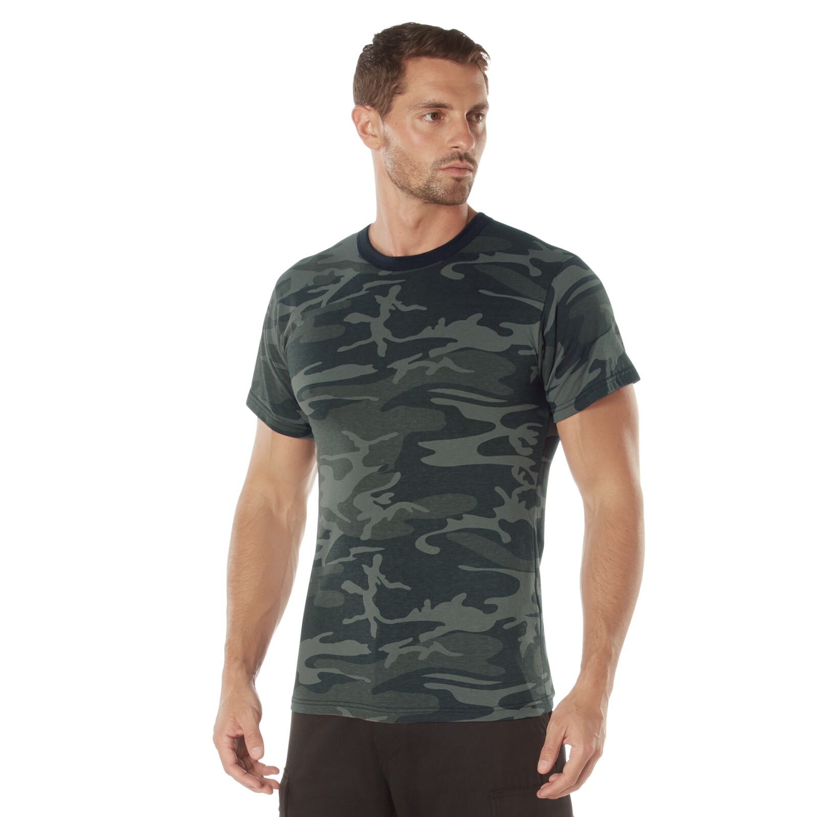 Rothco Black Camo T-Shirt- Poly Cotton Military Fashion Tees