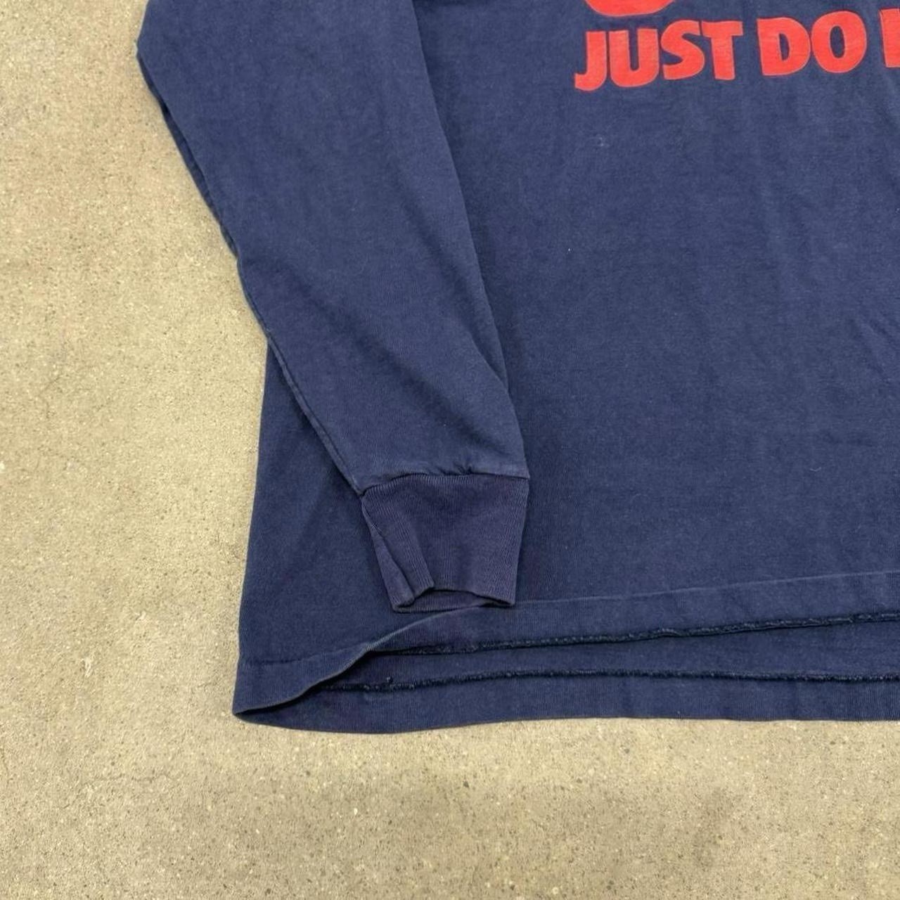 Rare 80s 90s VTG NIKE Just Do It Spell Out Swoosh Long Sleeve T Shirt Navy Large