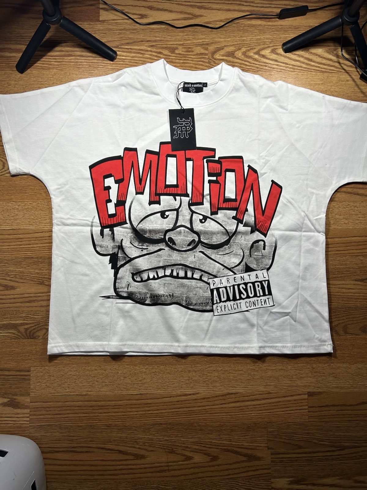Men’s Graphic Print Crew Neck Short Sleeve T-Shirt, White, M
