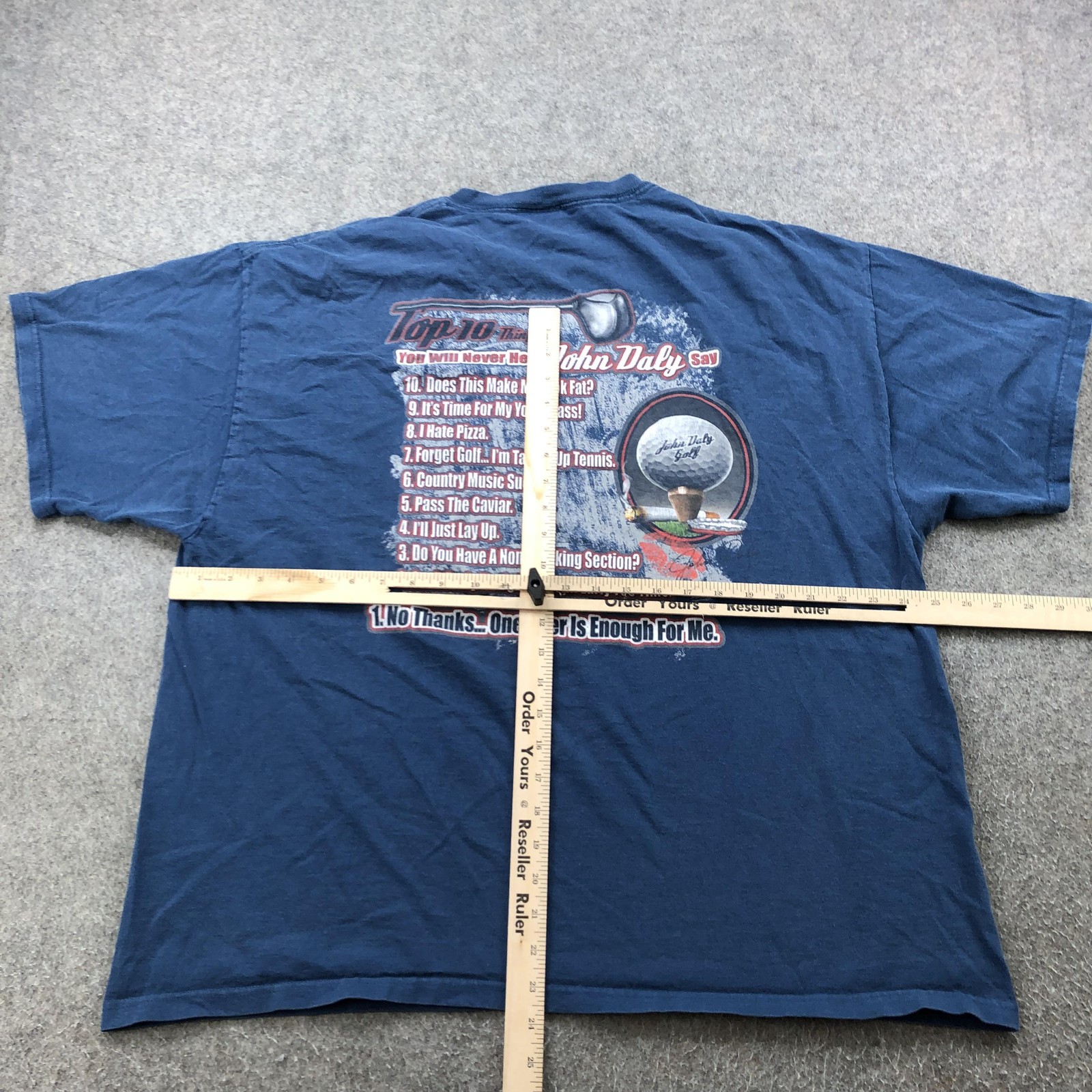 John Daly Shirt Mens 2XL Blue Top 10 Things You Will Never Hear Say Golf Graphic