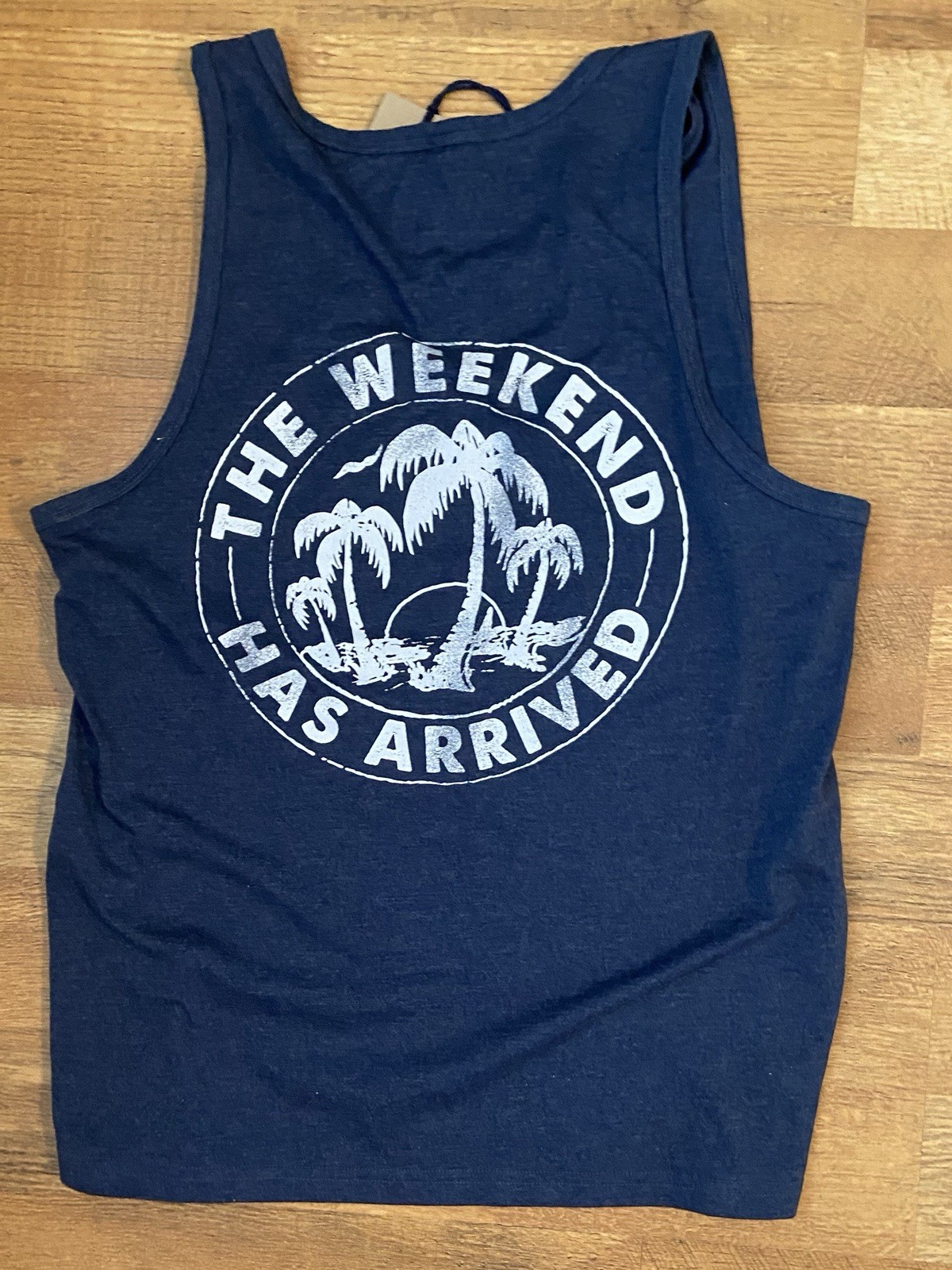 NWT Chubbies Tank Top SMALL Mens The Relaxer Blue Heathered Palm Trees