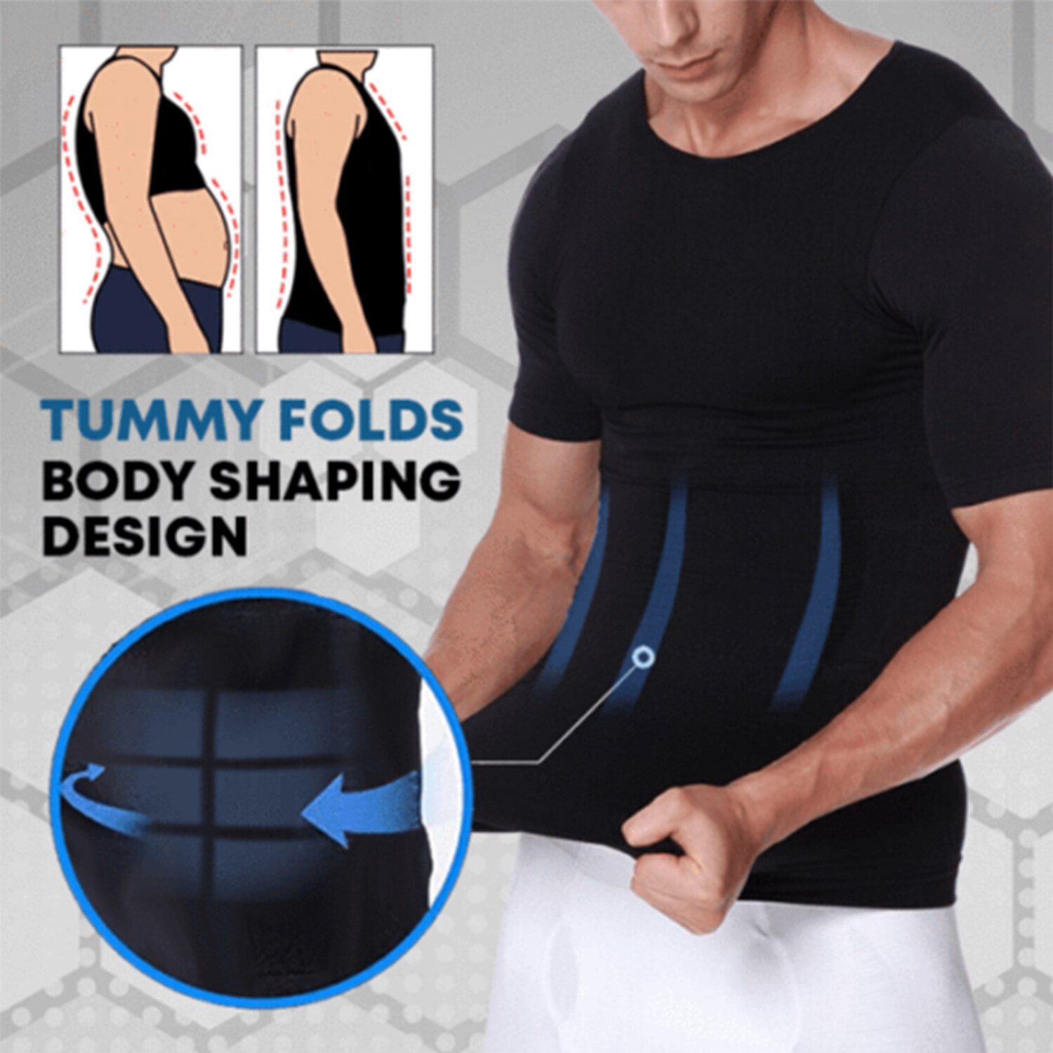 SecondSkin Men’s Shaper Cooling T-Shirt Compression Shirt Slimming Shapewear US