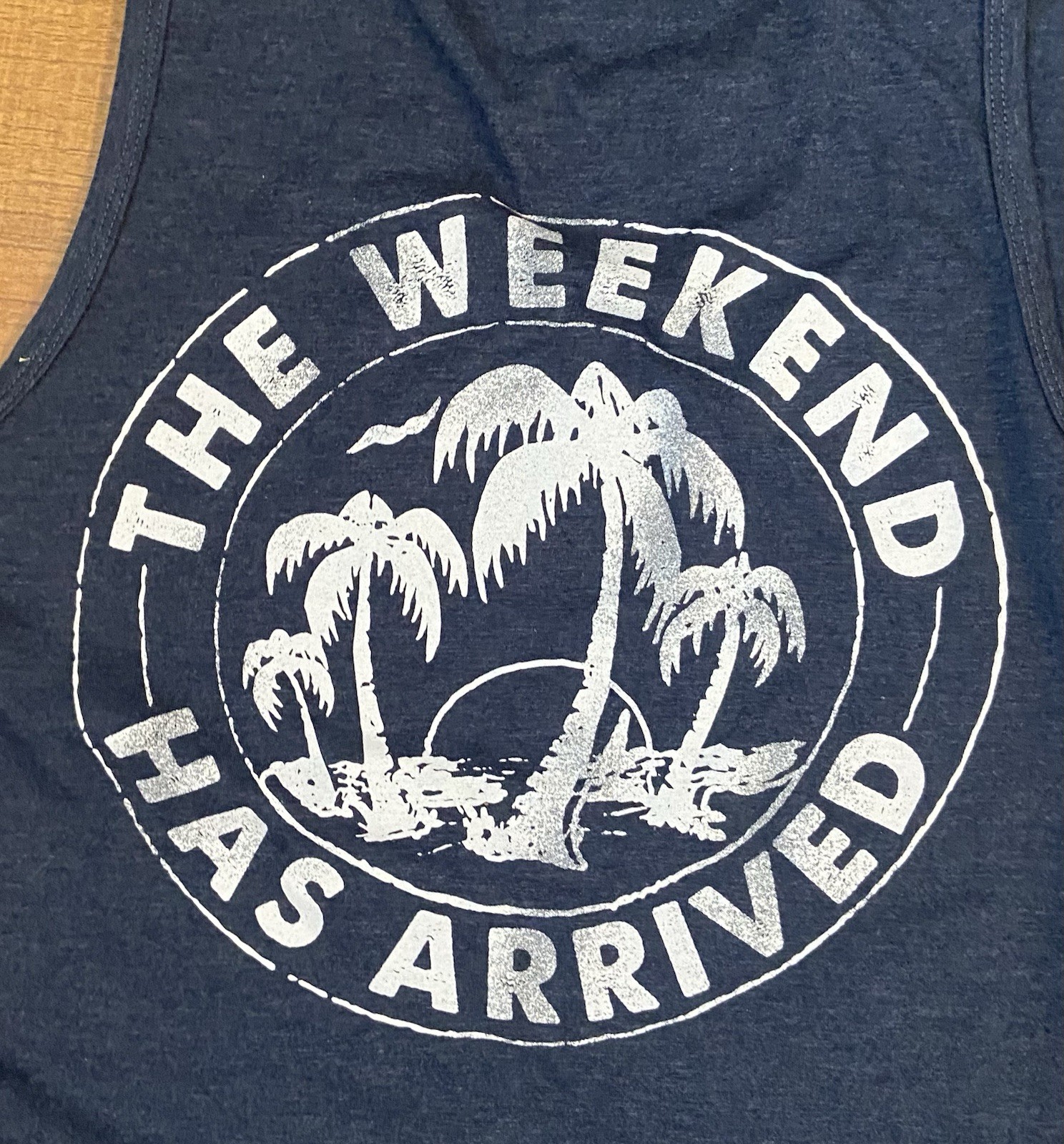 NWT Chubbies Tank Top SMALL Mens The Relaxer Blue Heathered Palm Trees