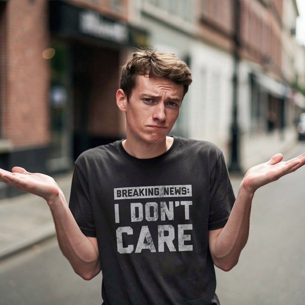 Mens Breaking News I Don’t Care T shirt Funny Sarcastic Graphic Novelty Tee