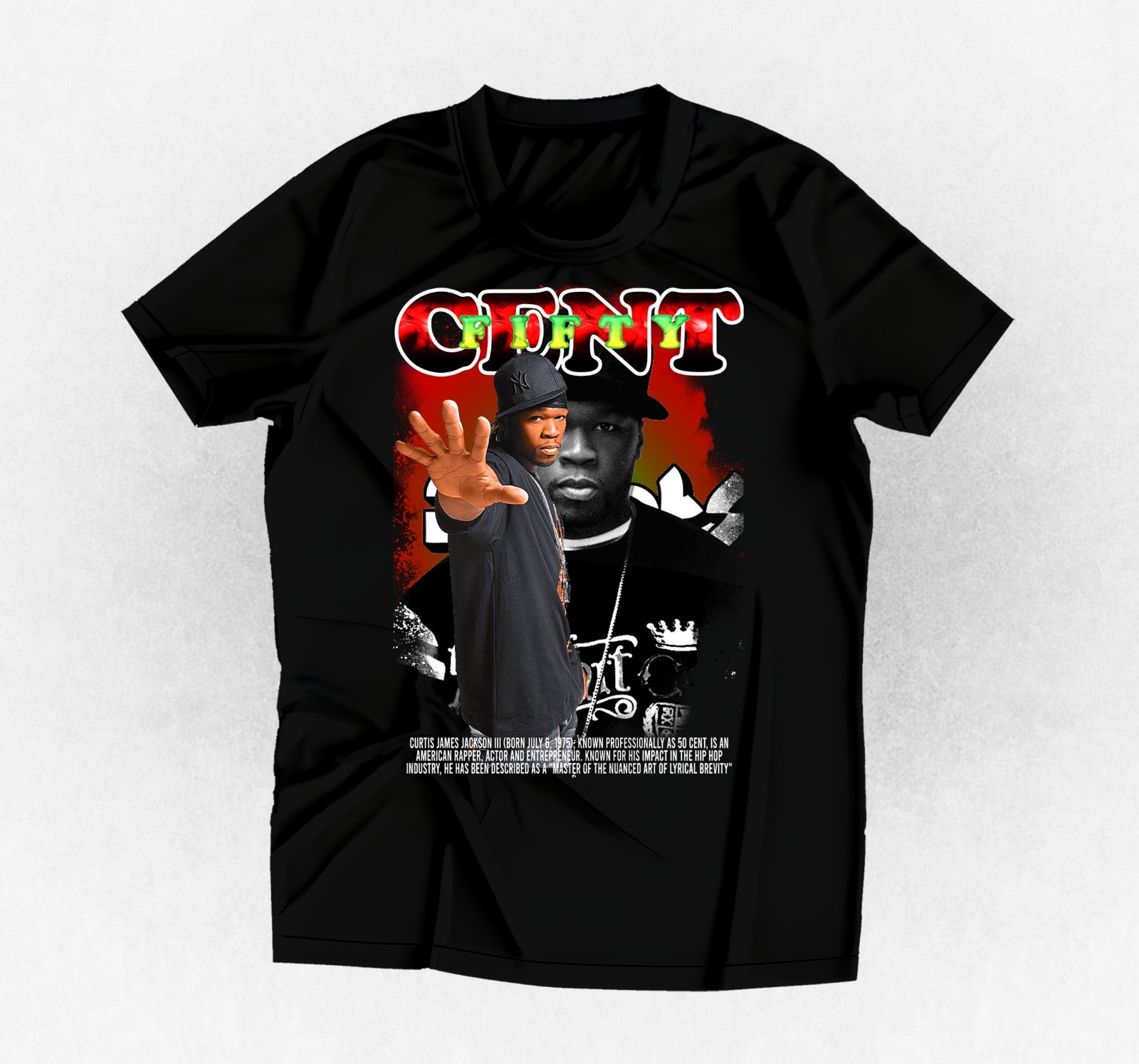 Rapper Fifty Cent graphic t-shirt black or any color and size you choose