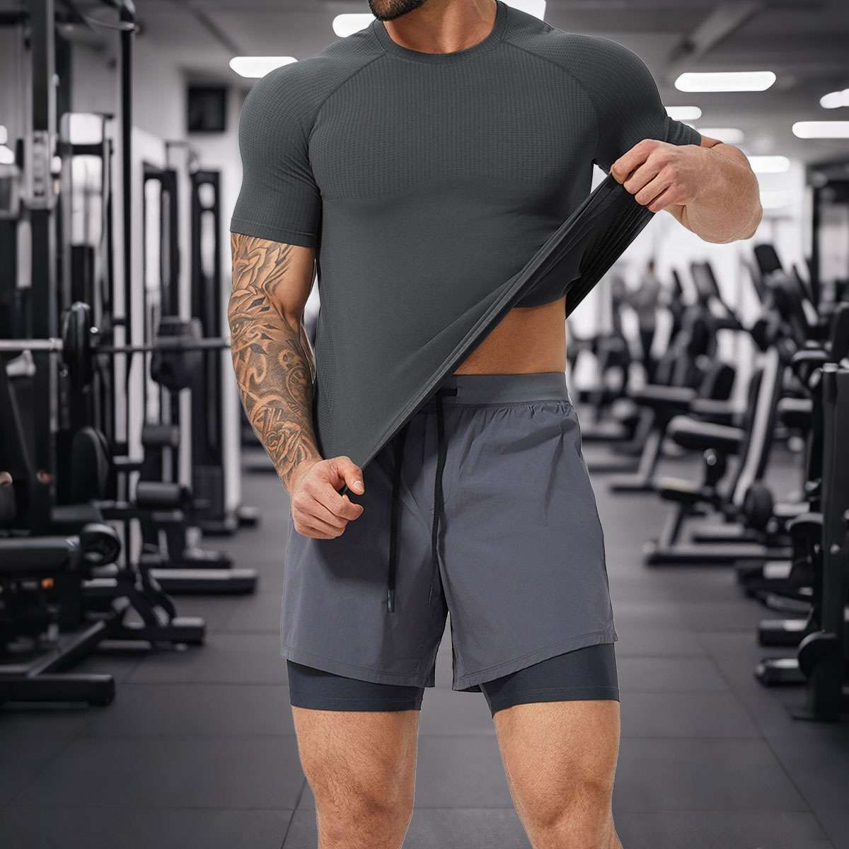 Men’s Compression Athletic Fitness Shirt Base Layer Tops Sports Gym Tight Dry US