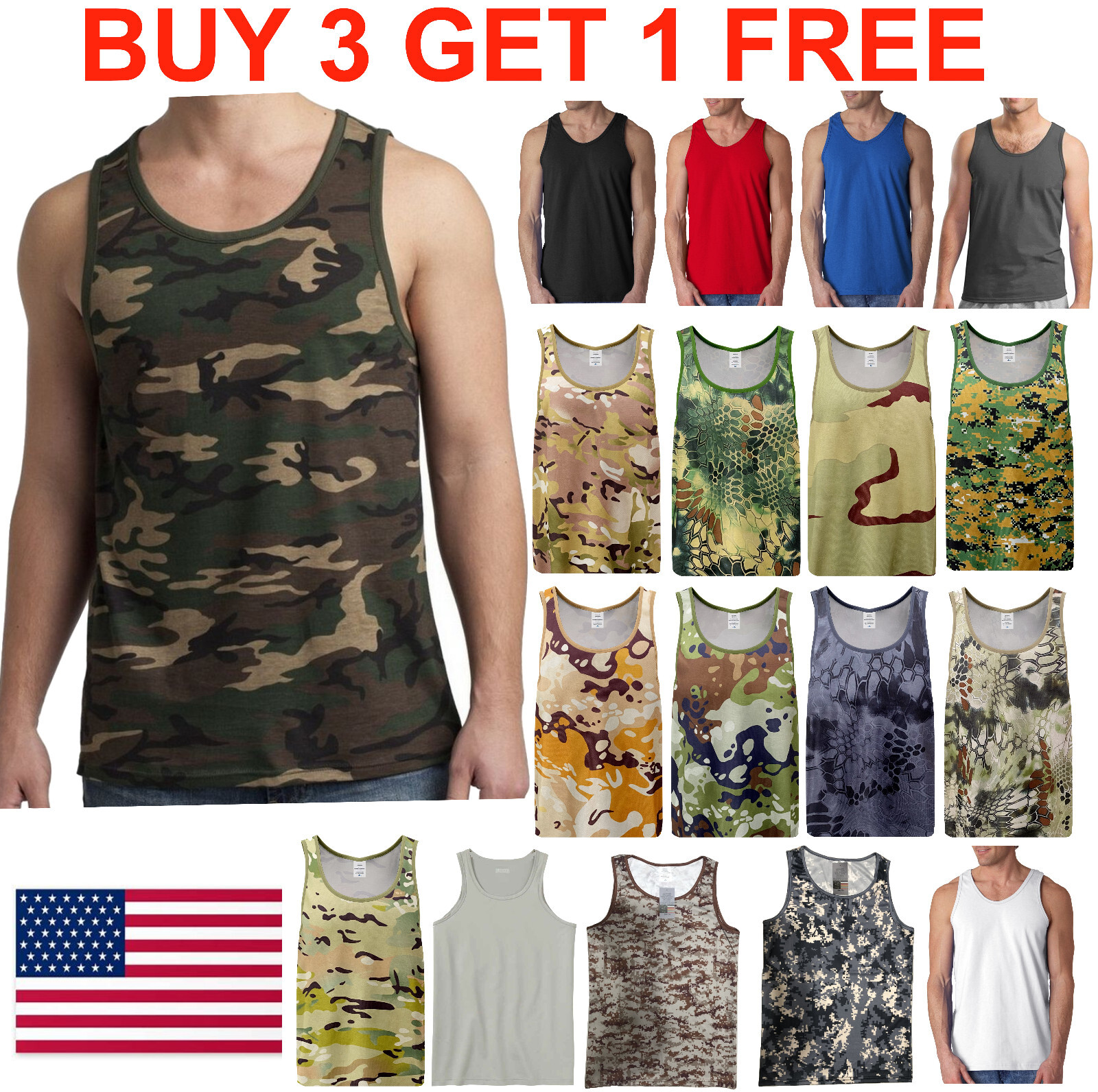 Mens Tank Top Muscle Gym Sleeveless Plain T-Shirts Tee A-Shirt NEW