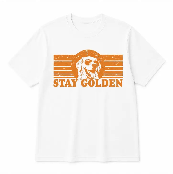 Stay Golden Funny Retriever Retro Dog Lover Graphic Tee