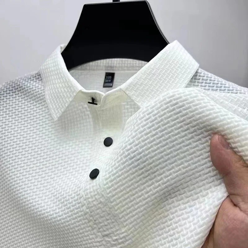New Summer Mesh Ice Silk Short-sleeved T-shirt Men’s Ice Silk Short Sleeve Shirt