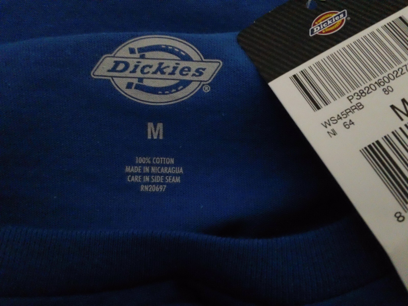 NWT Men’s Size Medium Dickies Logo S/S Blue T-Shirt 100% Cotton