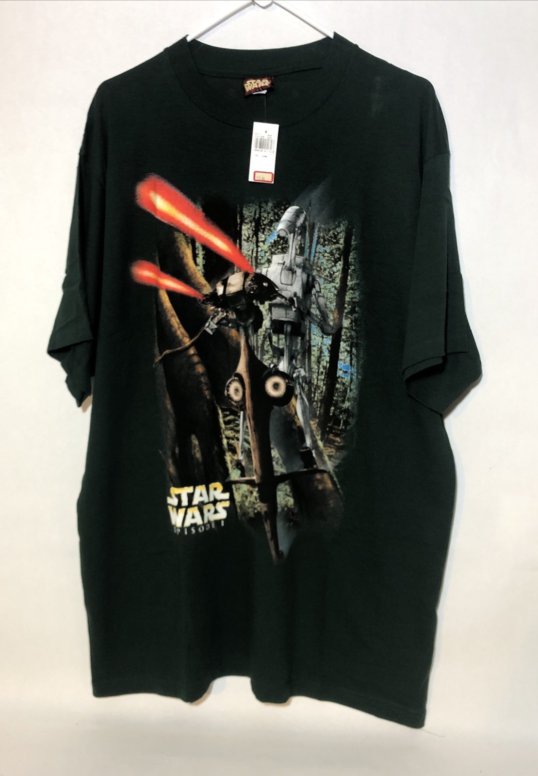 Vintage 1999 NWT! Star Wars Episode I Battle Droid STAP T-Shirt-Sz XL Dark Green