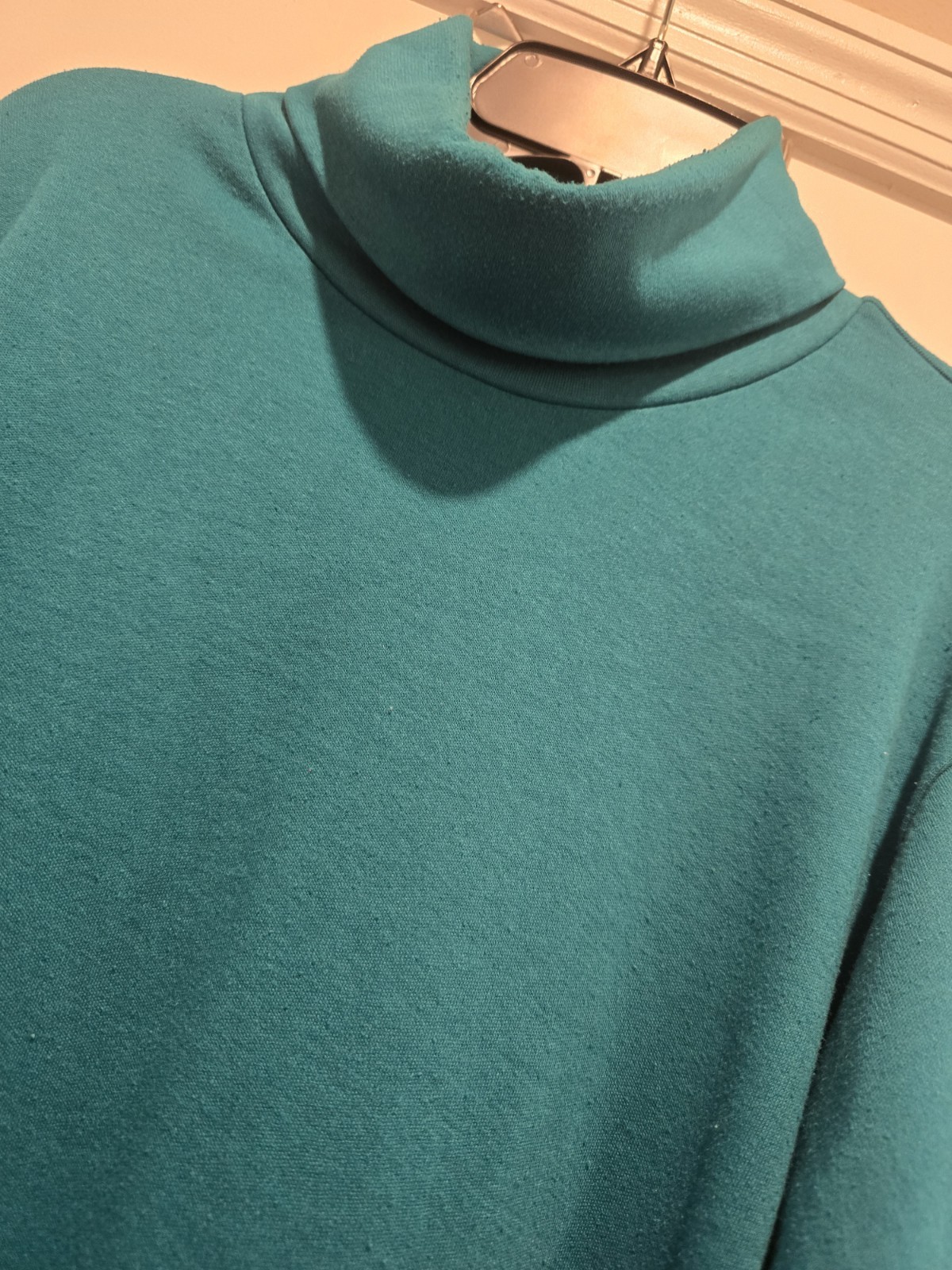 Vintage Lands’ End Shirt Men’s Large Teal Seamless Turtleneck High Neck LS USA
