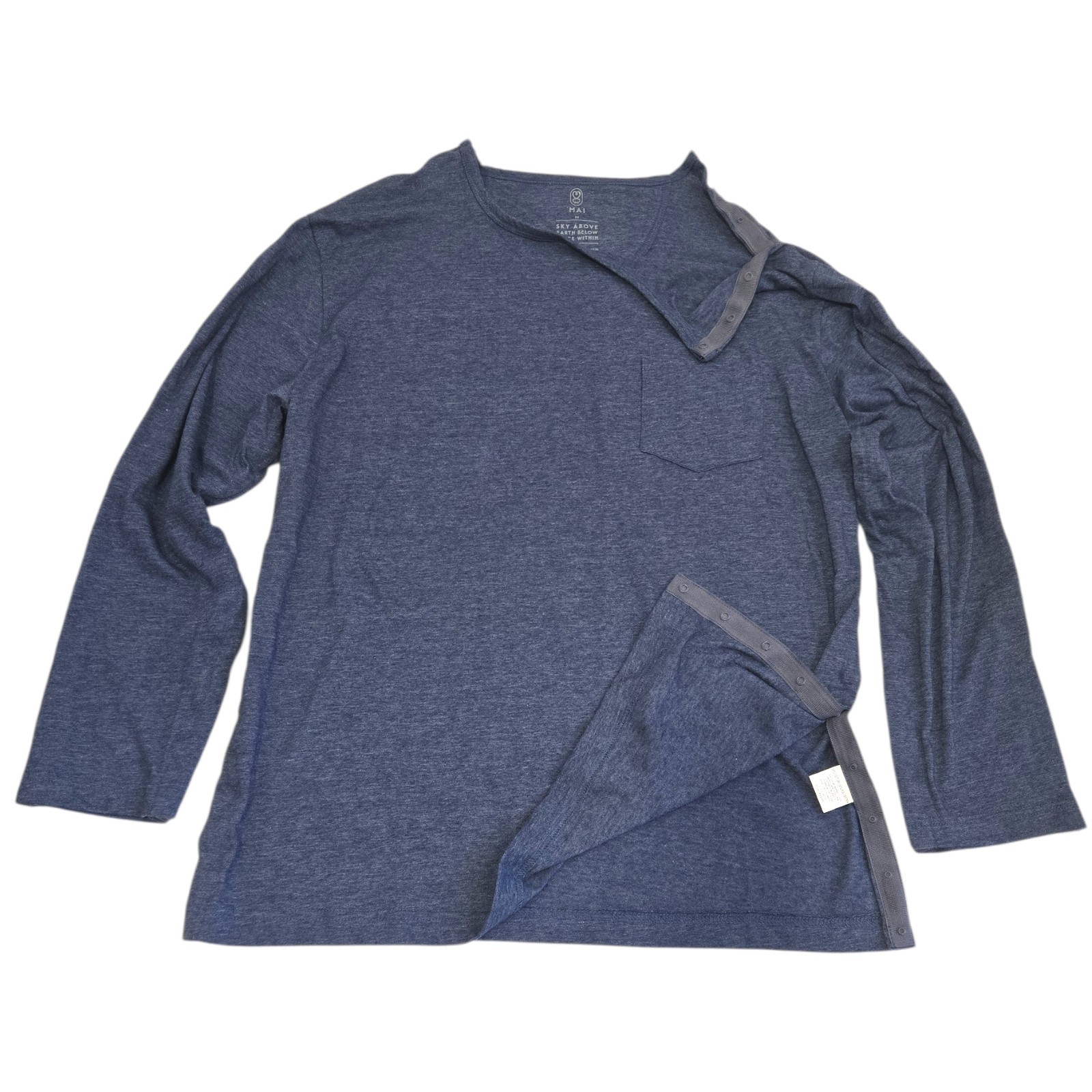 MAI We Care Adaptive Recovery Long Sleeve Shirt Snap Shoulder Side Access Medium