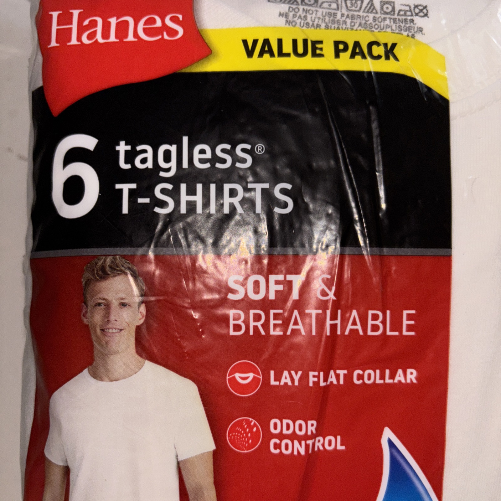 Hanes Men’s FreshIQ ComfortSoft Crewneck Undershirt – White (Pack of 6) (2135P6)