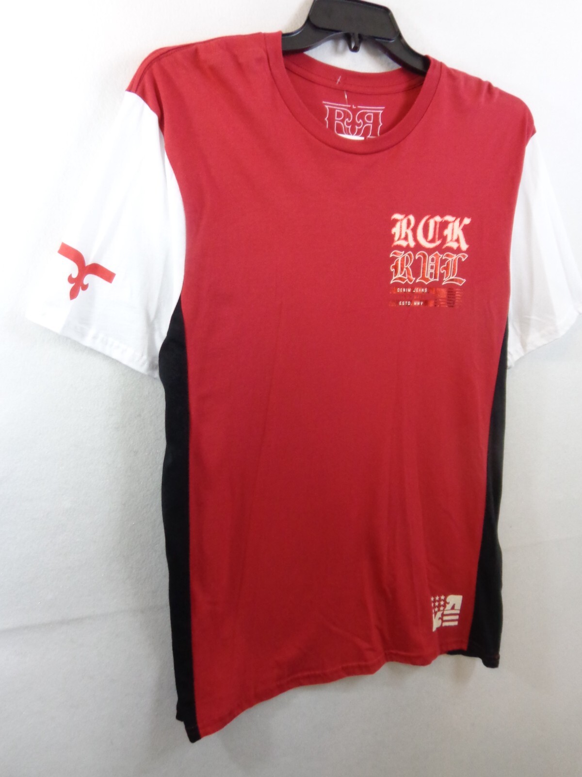 Rock Revival T Shirt Men’s L Red Short Sleeve Big Logo Double Sided New With Tag