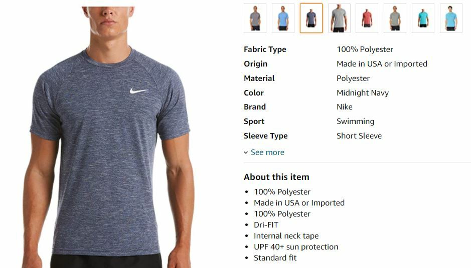 Nike Men’s Hydroguard Dri-FIT Stretch UPF 40+ Guard Swim Top Size M Gray NWT