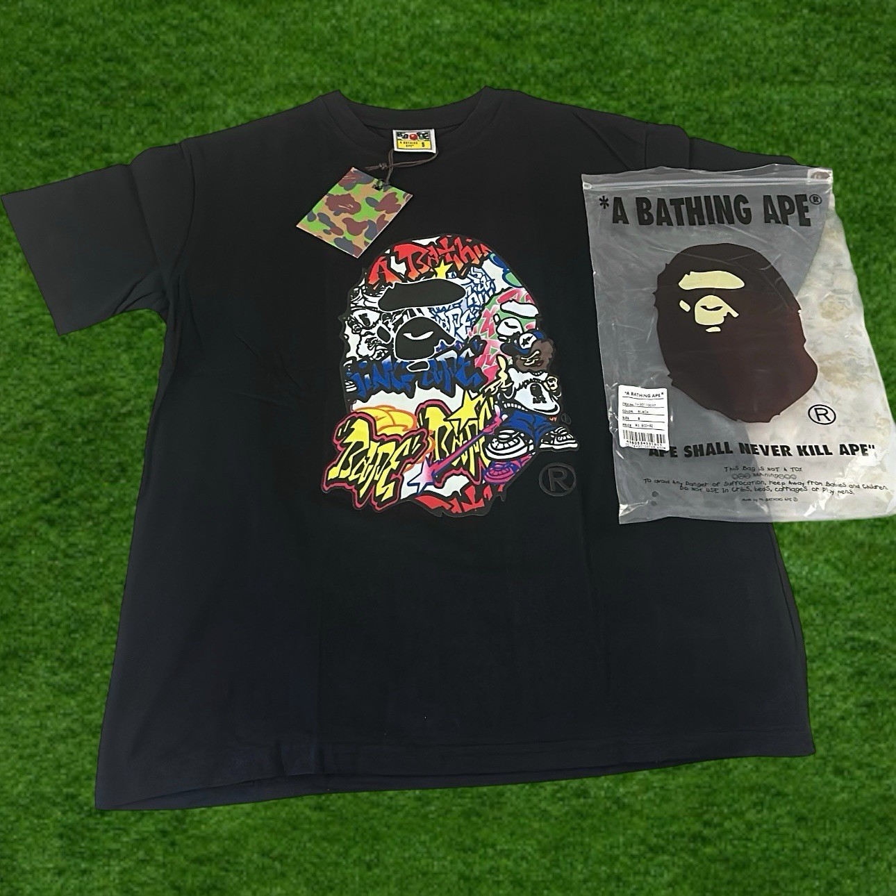 A Bathing Ape BAPE Ape Head Logo Graphic Crew Neck Tee White Mens L