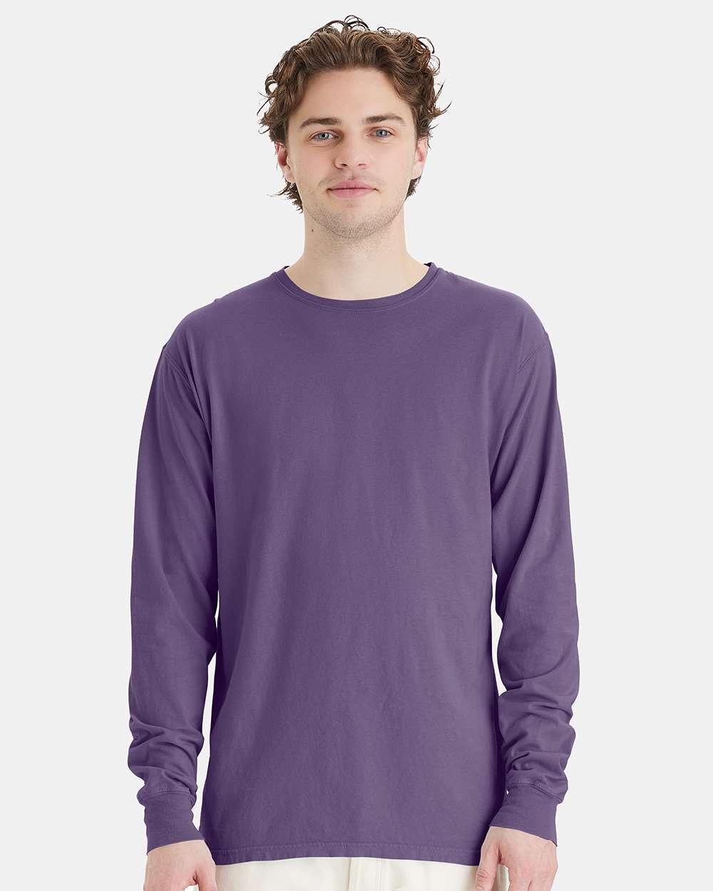 🔥 ComfortWash by Hanes Garment-Dyed Long Sleeve T-Shirt GDH200 Grape Soda 2XL